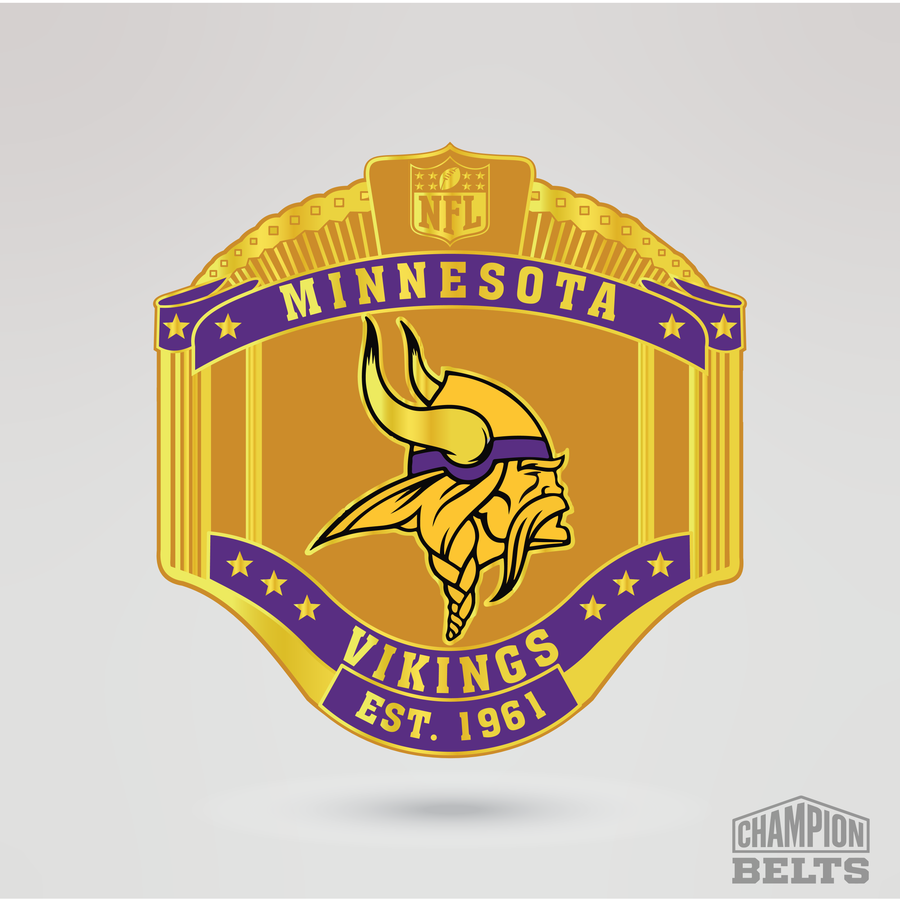 Minnesota Vikings championship main plate featuring Vikings logo and purple gold championship styling