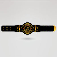 Template showing customizable areas for logo and text on a Native American Wrestling Championship Belt.