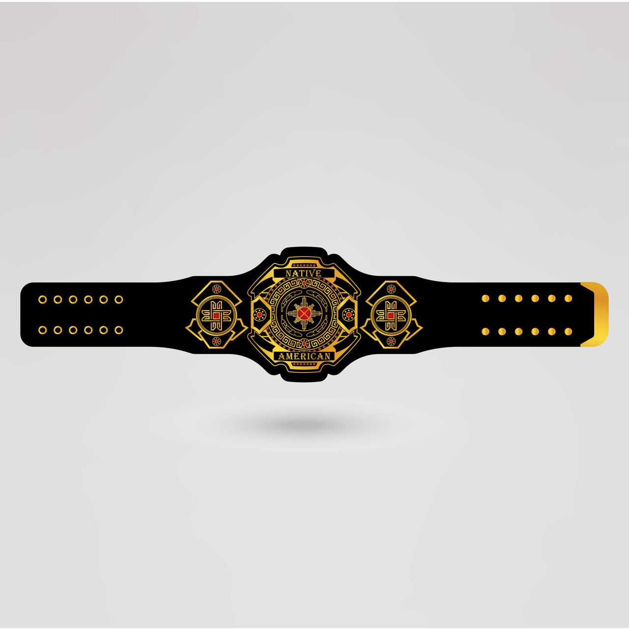 Fully designed Native American Wrestling Championship Belt showing logo and text customization.