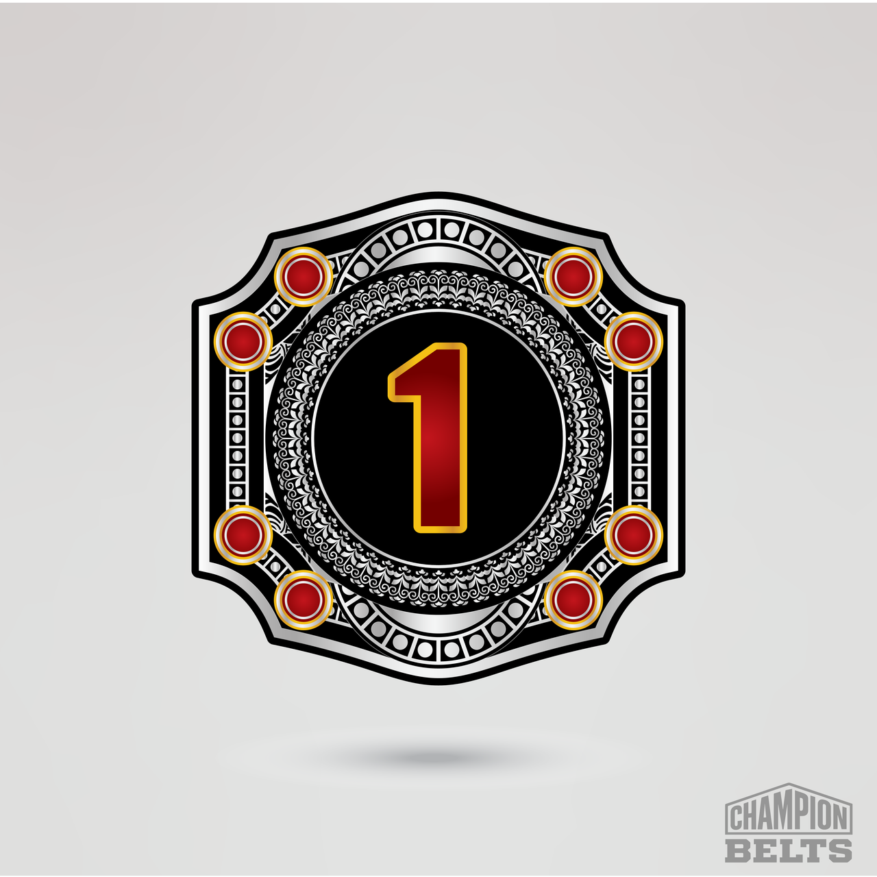 Decorative championship side plate featuring a number one design with crimson accents