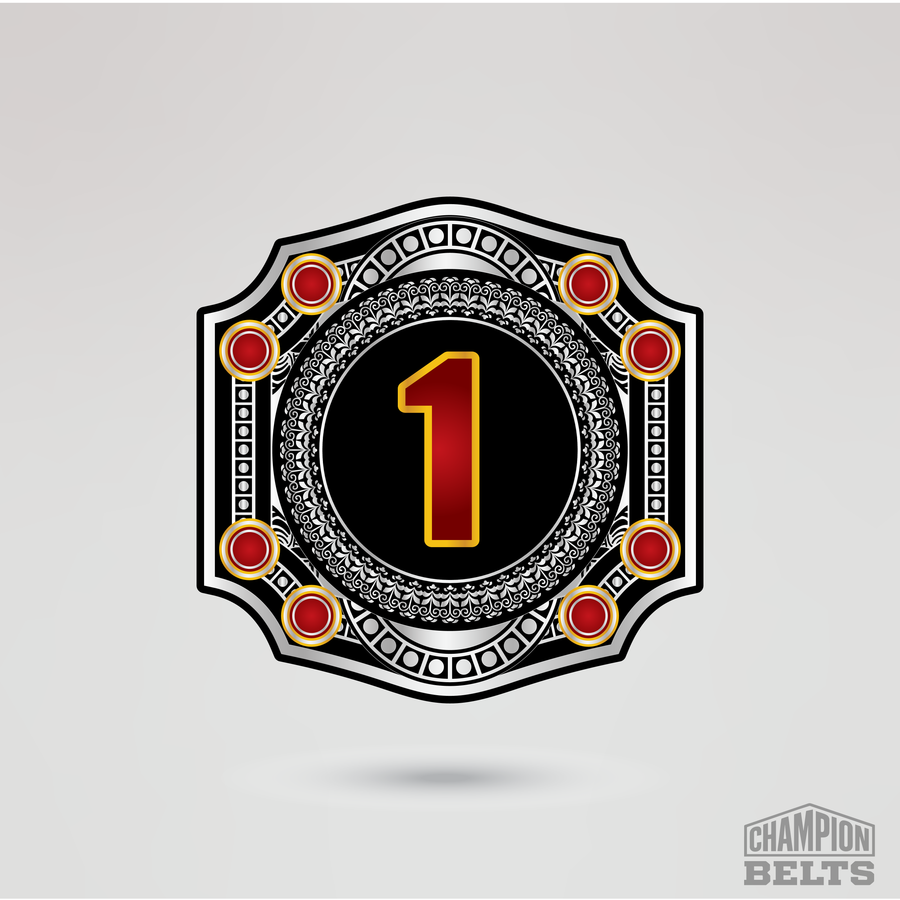 Decorative championship side plate featuring a number one design with crimson accents