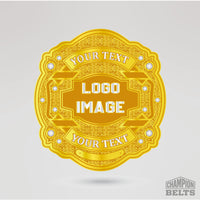 Custom championship center plate template with logo image and editable text areas