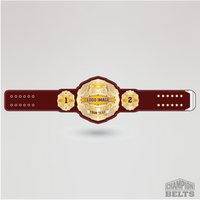 Custom championship belt featuring logo image area and personalized text engraving