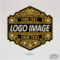 Custom championship belt center plate featuring logo image and personalized text areas