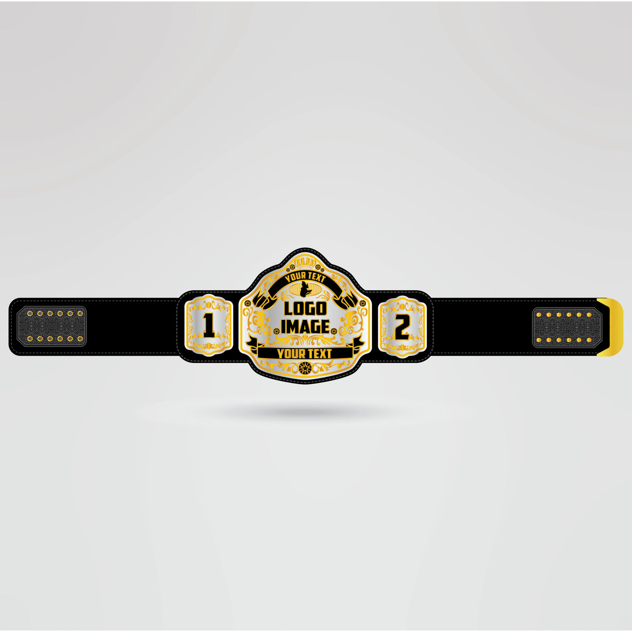 Template showing customizable areas on the Quebec Wrestling Championship Belt for logos and text.