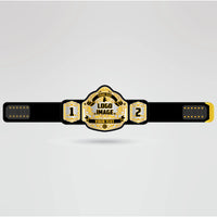 Template showing customizable areas on the Quebec Wrestling Championship Belt for logos and text.