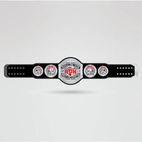 Display of the completed ROH World Tag Team Wrestling Championship Belt with custom design elements and high-quality finish