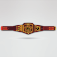 Real-life image of the Flower City Championship belt, showcasing the vibrant gold and red design.