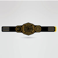 Actual design of the Arkansas War Eagles custom championship belt featuring logos and text.