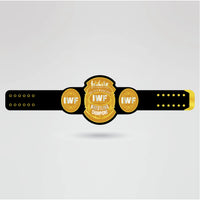 Final design of a custom Heavyweight Wrestling Championship Belt featuring personalized logos and text.