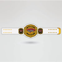 Fully designed Horror Night Championship Belt with custom text, logos, and side plates.
