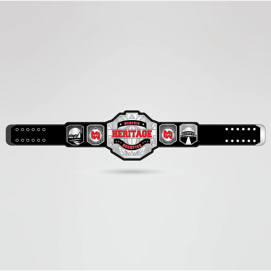 Fully designed Heritage Championship Belt with custom main plate, side plates, and strap.