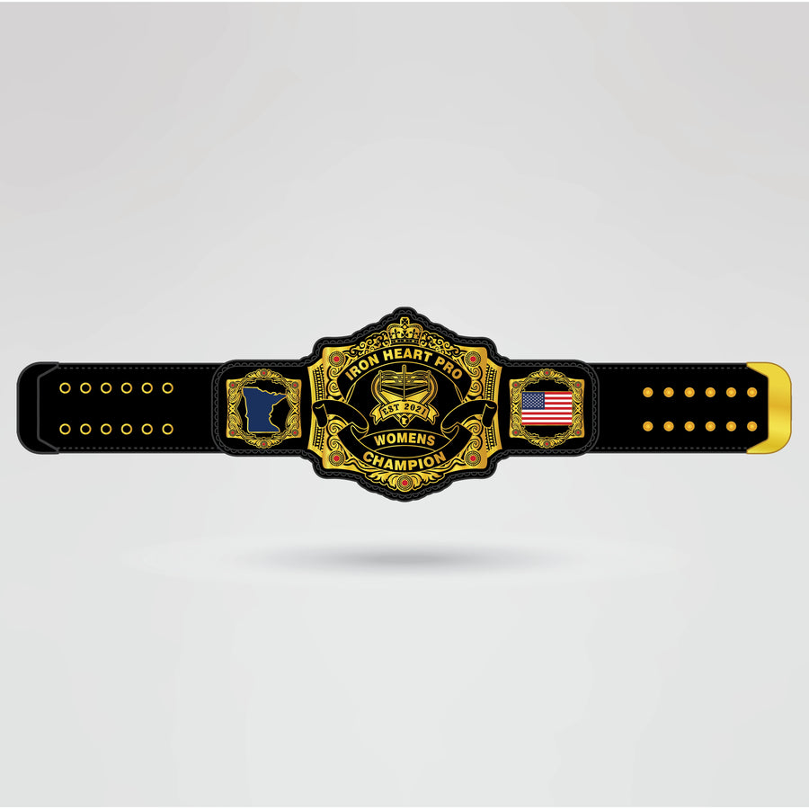 Finished Iron Heart Pro Women’s Championship Belt with Custom Design Elements