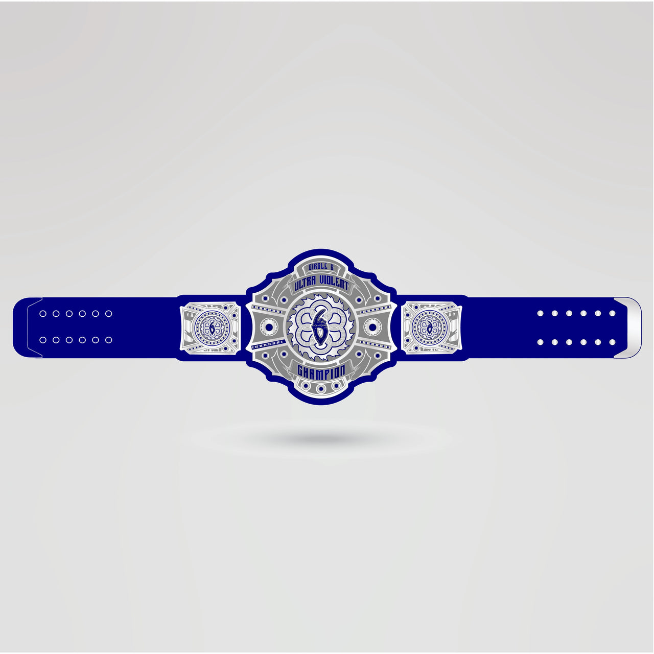 Final design of the Ultra-Violent Champion Belt featuring personalized logos and text.