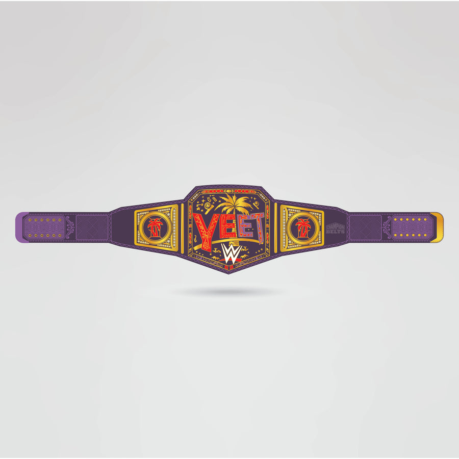 Custom 2Xtreme YEET Championship belt design with vibrant colors and logo
