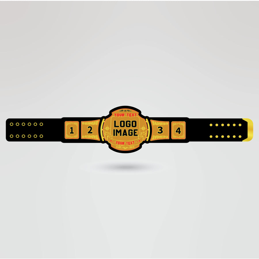 Template for customizing Robby and Island championship belt with logos and text.