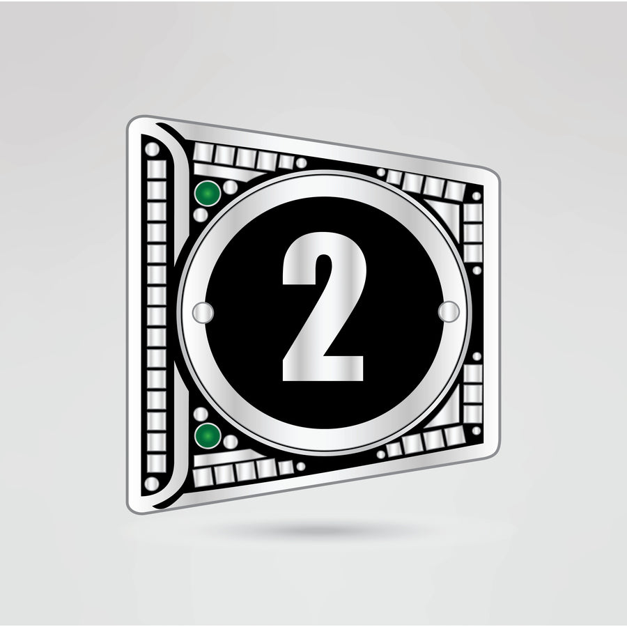 Custom side plate for the 2Xtreme Championship Belt, showing design with number 2.