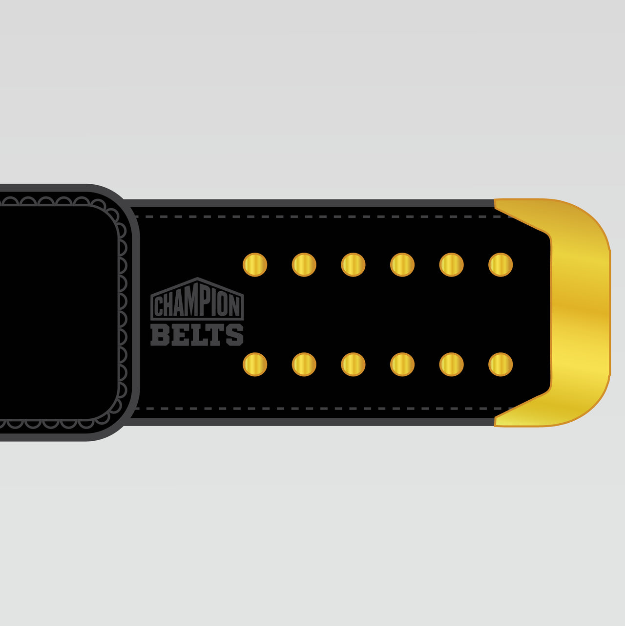 Black strap design of Southern CWA Heavyweight Wrestling Championship Belt with gold snap details