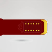The strap of the Custom Kaos Wrestling Champion Belt, featuring a sleek red and gold design.