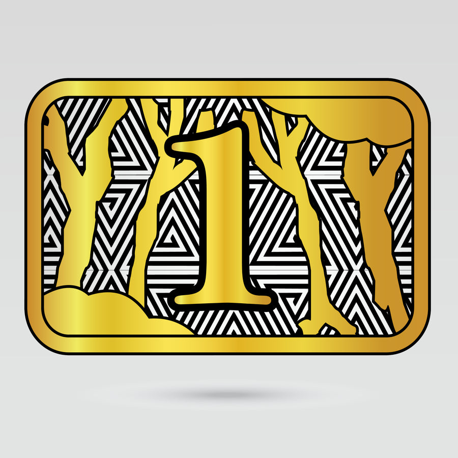 Left side plate design of World Brass Knuckles Champion Belt with customizable number plate