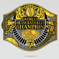 World Brass Knuckles Champion center plate featuring globe artwork, dragons, and custom logo area