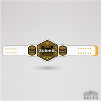 World Submit Champion belt with white strap, gold plates, and premium championship design