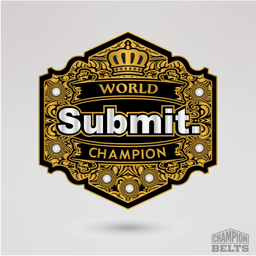 Gold World Submit Champion center plate with crown design and detailed engraving