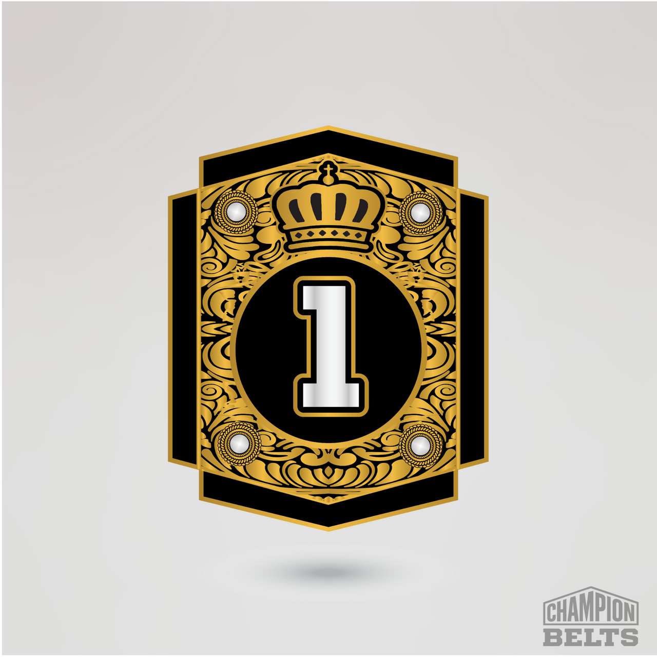 Decorative gold championship side plate with customizable number one insert