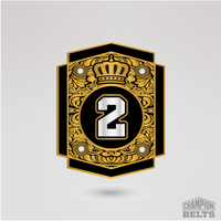 Decorative gold championship side plate with customizable number two insert