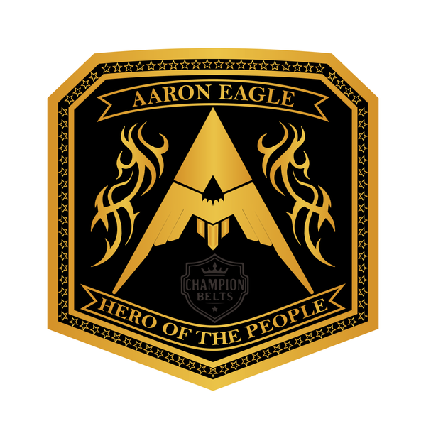 Aaron Eagle "Hero of the People" Championship Belt Plate – Black & Gold Edition