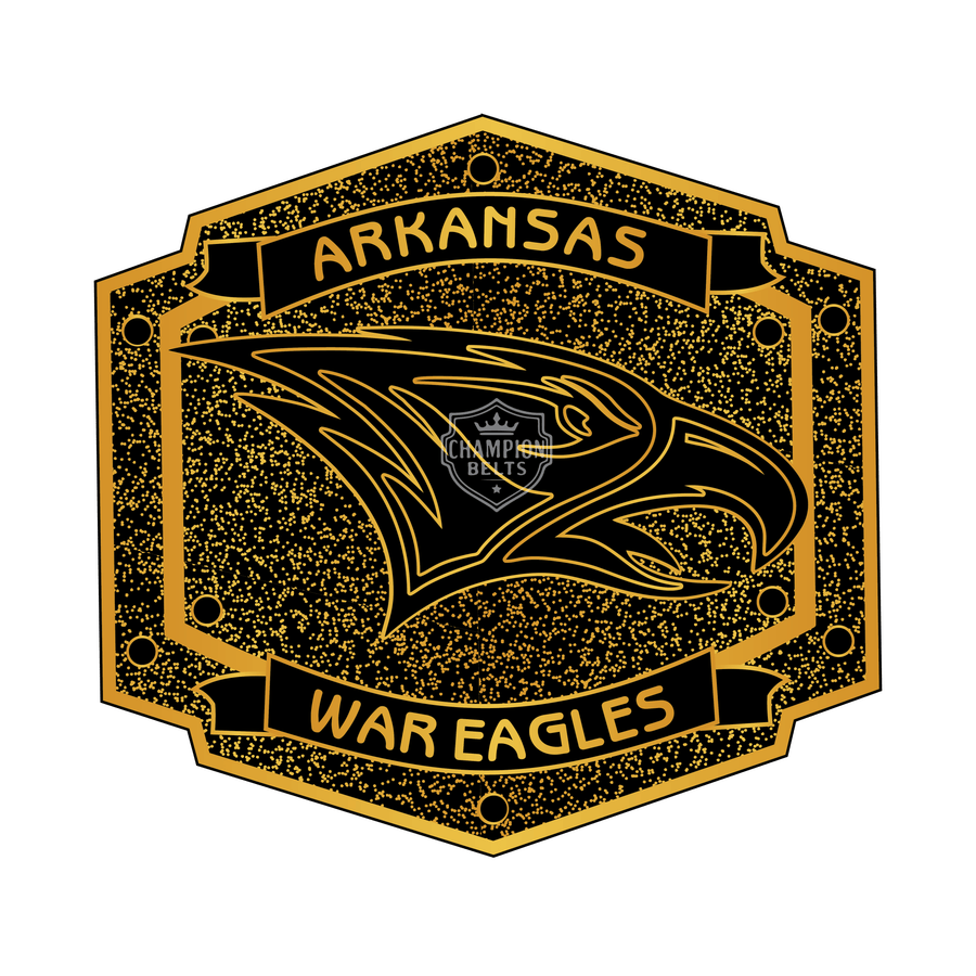 Arkansas War Eagles Championship Belt Plate – Black & Gold Edition - Championship BeltschampionbeltsshopChampionship BeltsstandardArkansas War Eagles Championship Belt Plate – Black & Gold Edition