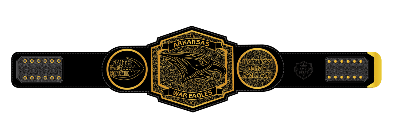 Arkansas War Eagles Championship Belt Plate – Black & Gold Edition - Championship BeltschampionbeltsshopChampionship BeltsstandardArkansas War Eagles Championship Belt Plate – Black & Gold Edition
