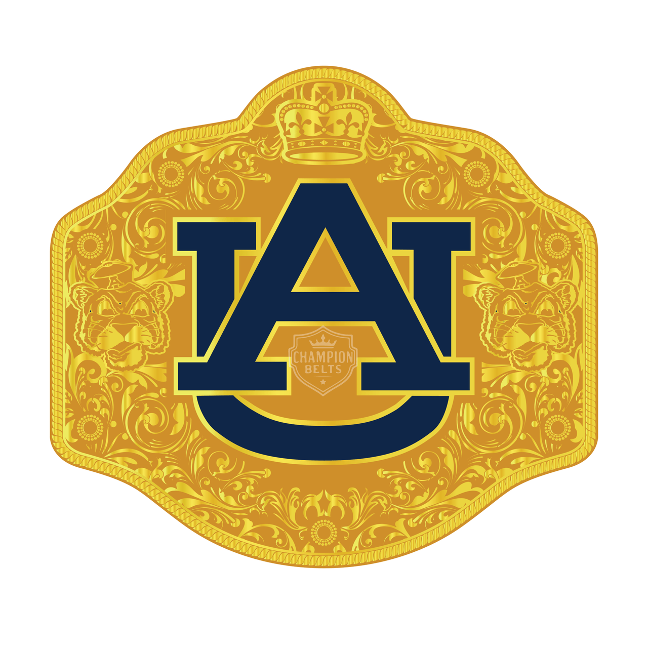AU Inspired Gold Championship Belt Plate – Royal Crest Edition - Championship BeltschampionbeltsshopChampionship BeltsstandardAU Inspired Gold Championship Belt Plate – Royal Crest Edition