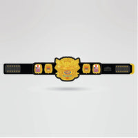 Custom Campeonato Histórico Champion Belt - Championship BeltsChampion BeltchampionbeltsshopChampionship BeltsStandard 2mm Thick PlatesCustom Campeonato Histórico Champion Belt with golden center plate and black strap
