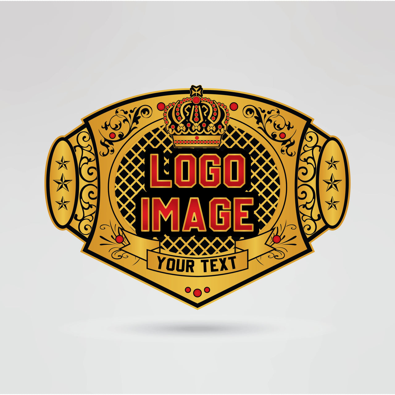 Custom CWR Lioness Champion Belt - Championship BeltsCWRchampionbeltsshopChampionship BeltsStandard 2mm Thick PlatesCustom logo and text area on CWR Lioness Champion Belt center plate