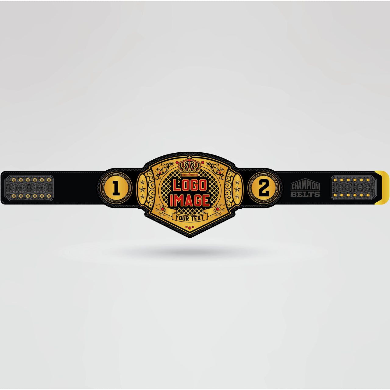 Custom CWR Lioness Champion Belt - Championship BeltsCWRchampionbeltsshopChampionship BeltsStandard 2mm Thick PlatesCustomization layout for CWR Lioness Champion Belt with center plate and side plates