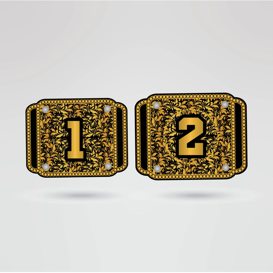 Custom KO - D Championship Belt – Fully Customizable Design - Championship BeltsKO - DchampionbeltsshopChampionship BeltsStandard 2mm Thick PlatesLeft and right side plates of the KO - D Championship belt, fully customizable with logos, text, and graphics.