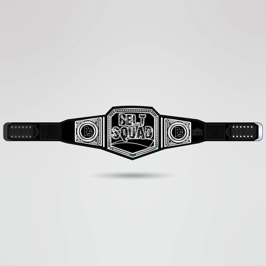 Custom Silver Championship Belt – Belt Squad Edition - Championship BeltsStandardchampionbeltsshopChampionship BeltsStandard Belt 2mm Thick PlatesCustom Silver Championship Belt – Belt Squad Edition