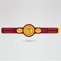 Custom Topstar Championship Belt - Championship BeltsTopstarchampionbeltsshopChampionship BeltsStandard 2mm Thick PlatesReal - life image of the customizable Topstar Championship belt, featuring the gold and maroon design.