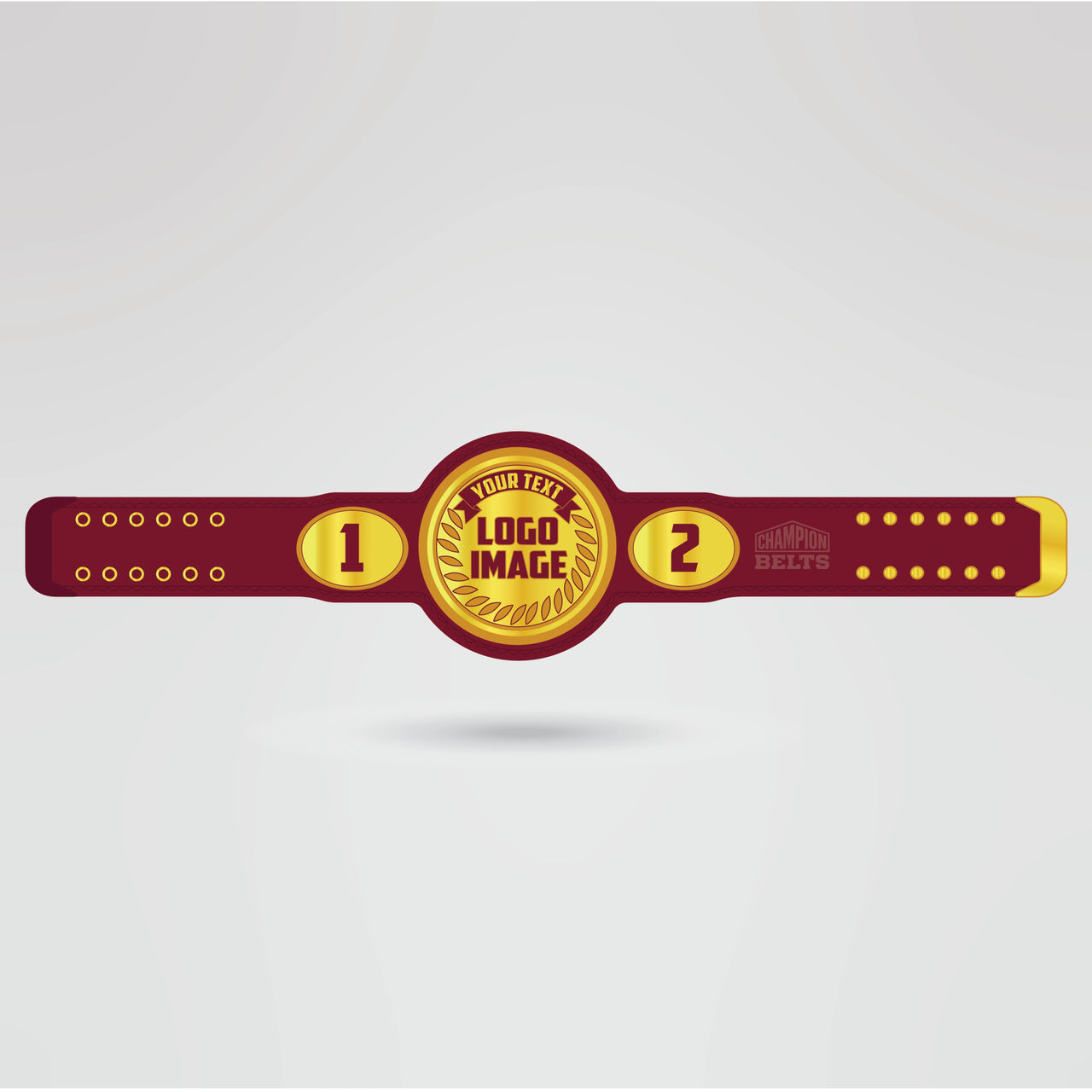 Custom Topstar Championship Belt - Championship BeltsTopstarchampionbeltsshopChampionship BeltsStandard 2mm Thick PlatesTemplate showing customizable sections of the Topstar Championship belt for logos, text, and graphics.