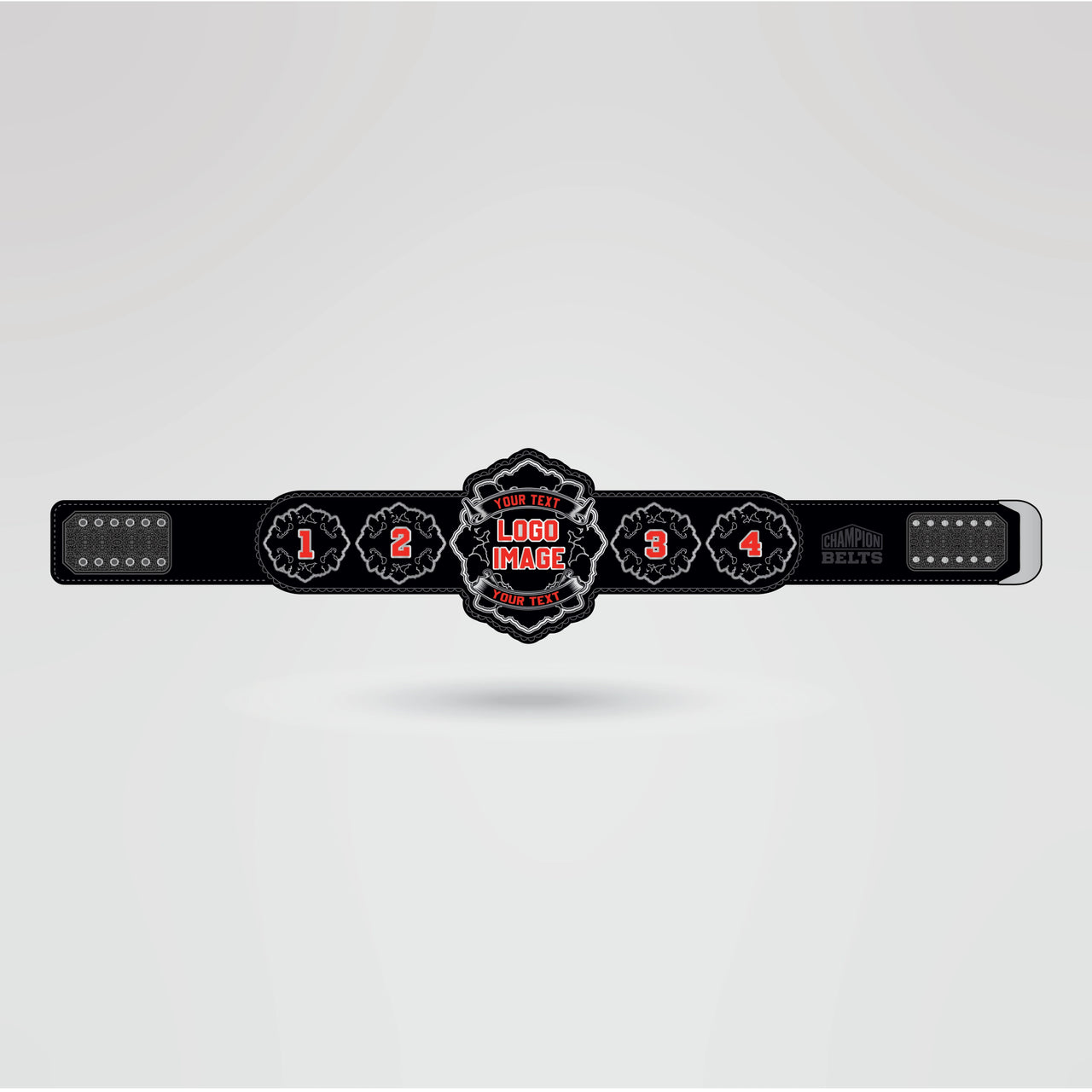 Customizable Great Lakes Battle Creek Championship Belt - Championship BeltsGreat Lakes BattlechampionbeltsshopChampionship BeltsStandard 2mm Thick PlatesCustomization template showing where logos, text, and design elements can be placed on the Great Lakes Battle Creek Championship Belt.