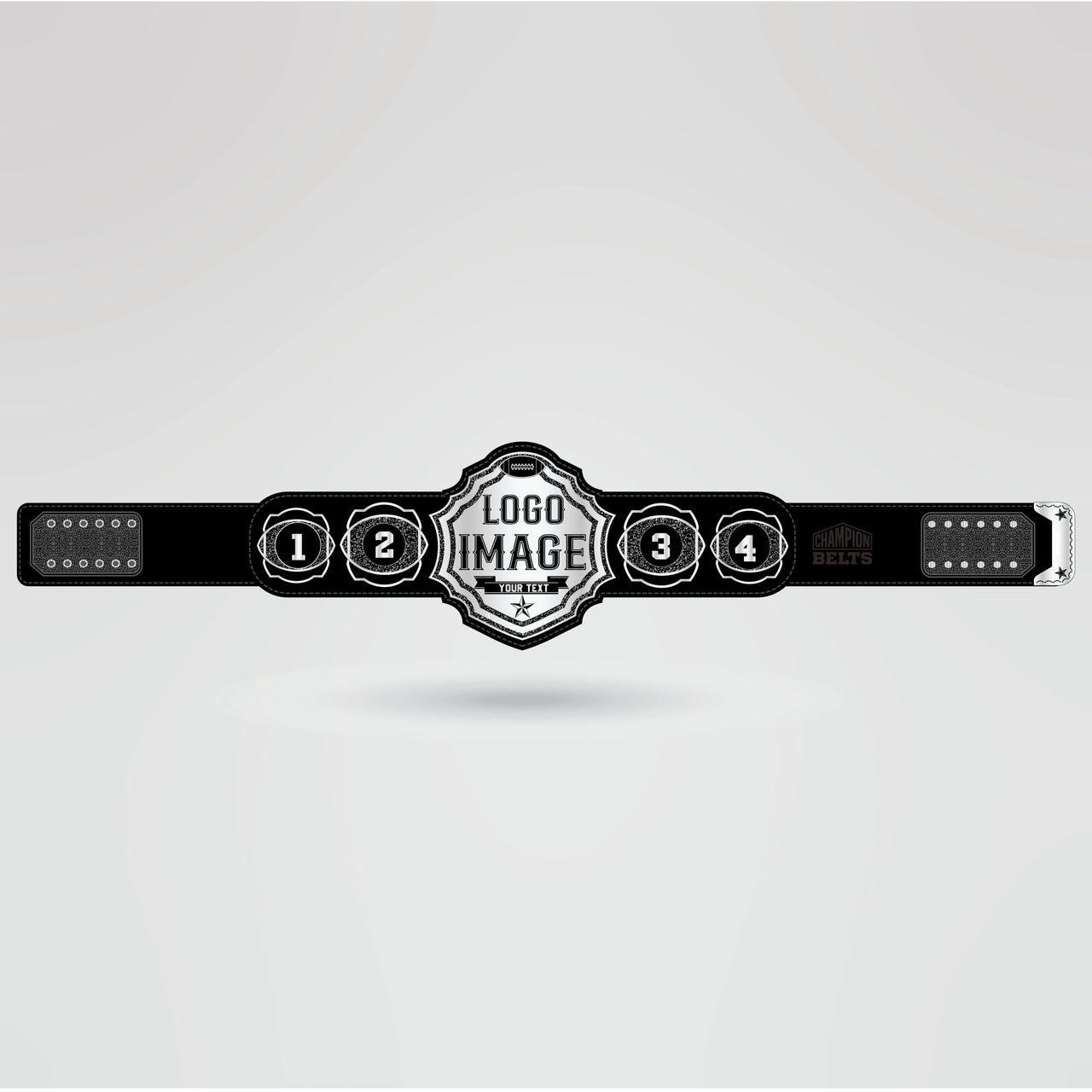 Dallas Cowboys Custom Championship Belt - Championship BeltsDallas CowboyschampionbeltsshopChampionship BeltsStandard 2mm Thick Platesemplate showing customizable sections of the Dallas Cowboys championship belt for logos, text, and styles.