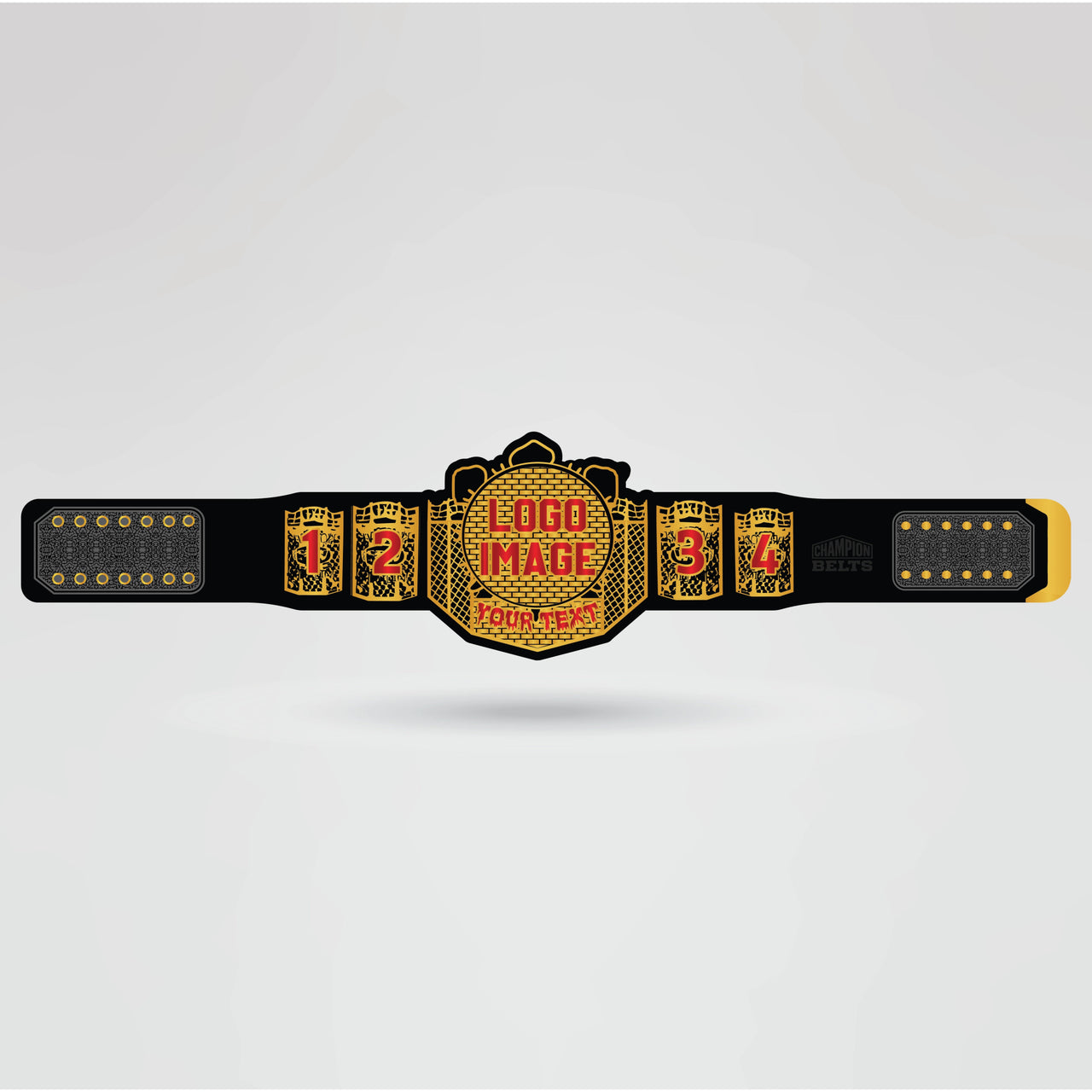 Fat Daddy Enforcer Championship Belt - Championship BeltsFat Daddy EnforcerchampionbeltsshopChampionship BeltsStandard 2mm Thick PlatesTemplate showing customizable areas of the Fat Daddy Enforcer Championship belt for logos, text, and designs.