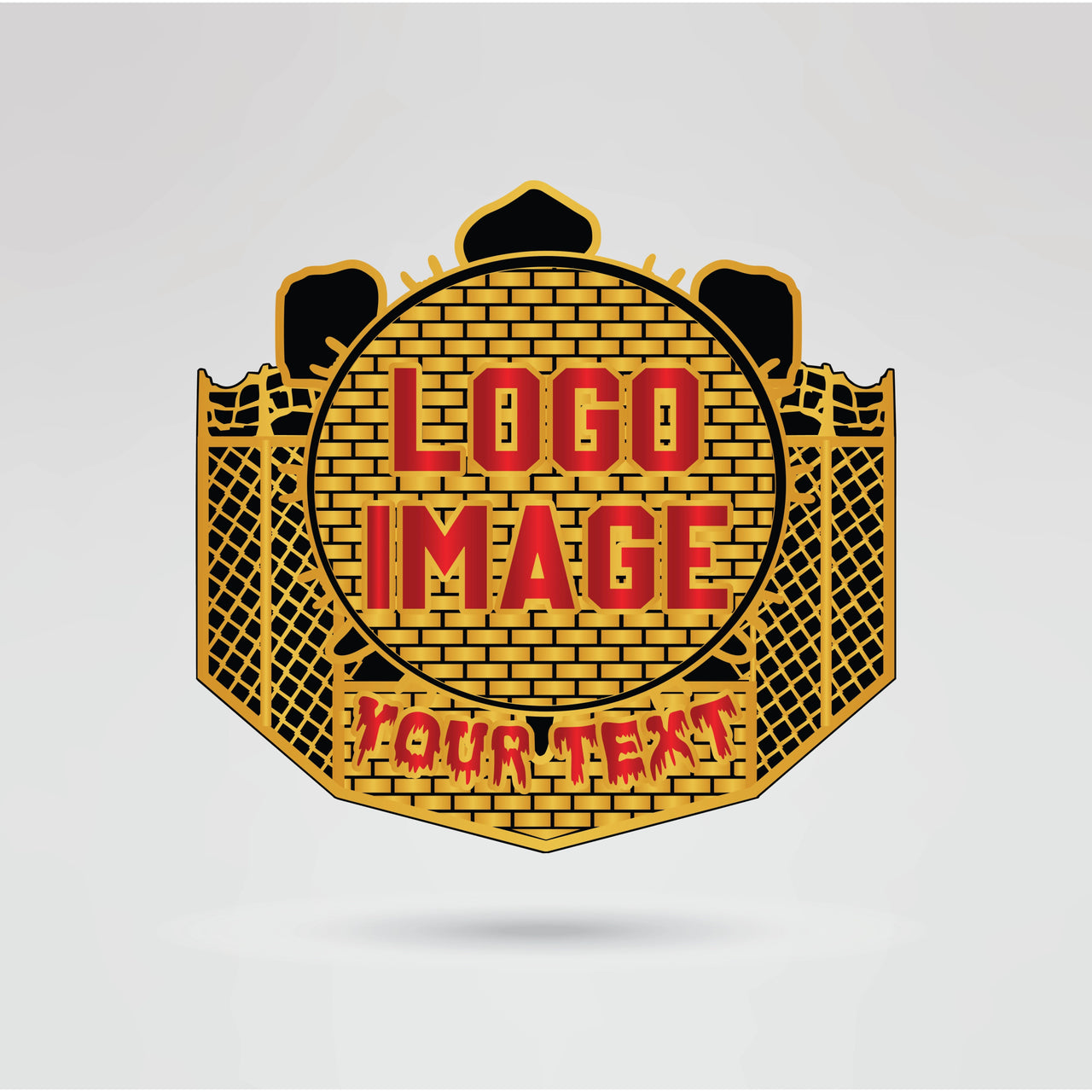 Fat Daddy Enforcer Championship Belt - Championship BeltsFat Daddy EnforcerchampionbeltsshopChampionship BeltsStandard 2mm Thick PlatesCustomizable main plate of the Fat Daddy Enforcer Championship belt, featuring space for logos, text, and graphics.