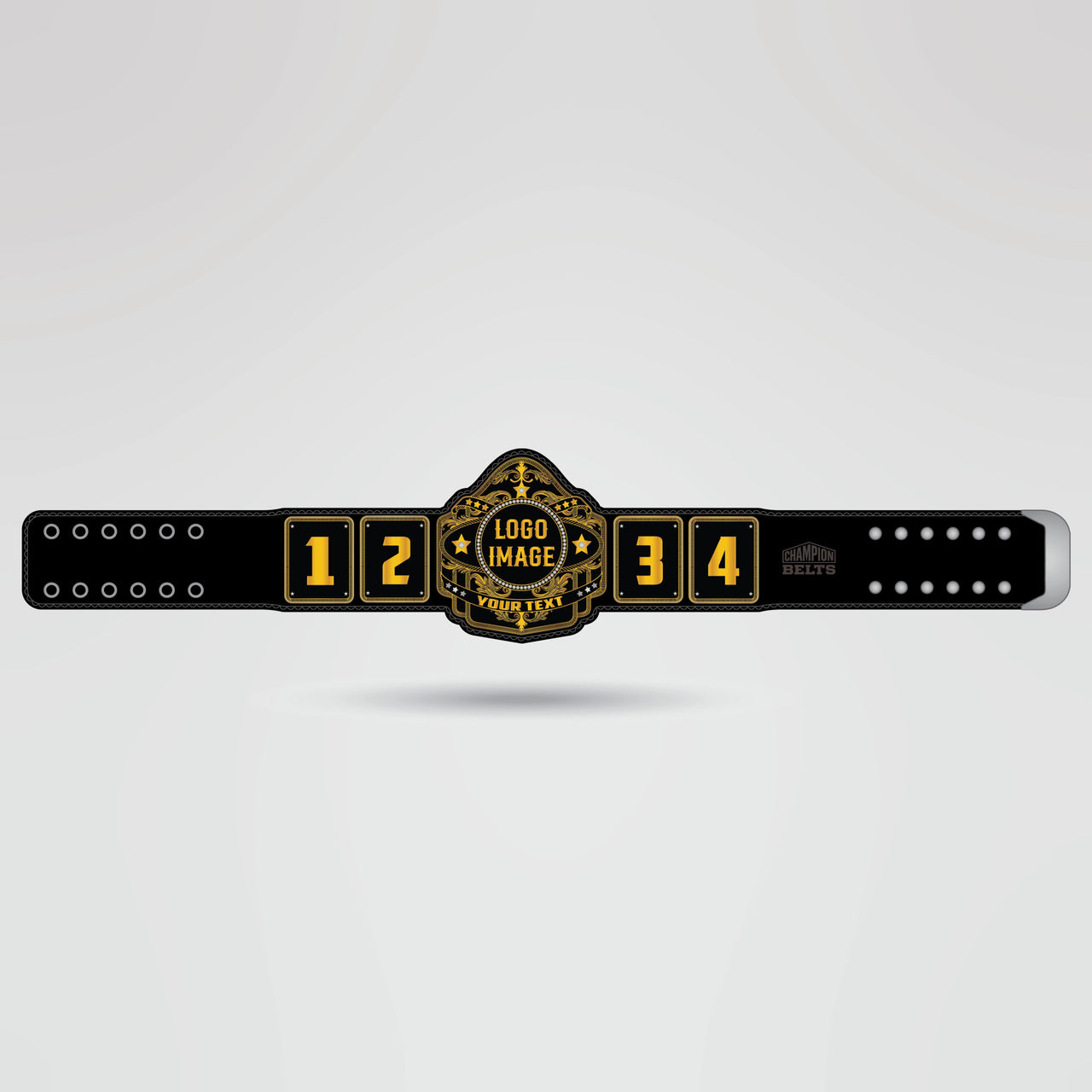 Georgia Championship Wrestling Belt - Championship BeltsGeorgiachampionbeltsshopChampionship BeltsStandard 2mm Thick PlatesTemplate showing customizable sections of the Georgia Championship Wrestling belt for logos, text, and designs.