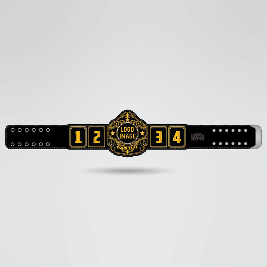 Georgia Championship Wrestling Belt - Championship BeltsGeorgiachampionbeltsshopChampionship BeltsStandard 2mm Thick PlatesTemplate showing customizable sections of the Georgia Championship Wrestling belt for logos, text, and designs.