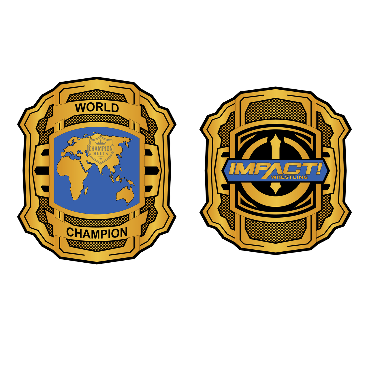 Impact Wrestling World Champion Belt Plate – Elite Gold & Blue Edition - Championship BeltschampionbeltsshopChampionship BeltsstandardImpact Wrestling World Champion Belt Plate – Elite Gold & Blue Edition