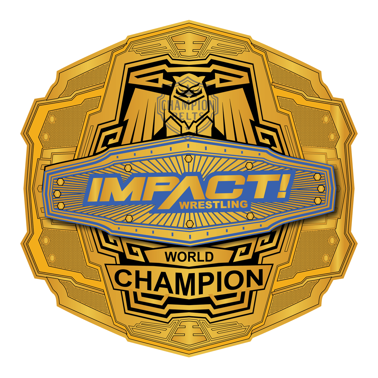 Impact Wrestling World Champion Belt Plate – Elite Gold & Blue Edition - Championship BeltschampionbeltsshopChampionship BeltsstandardImpact Wrestling World Champion Belt Plate – Elite Gold & Blue Edition