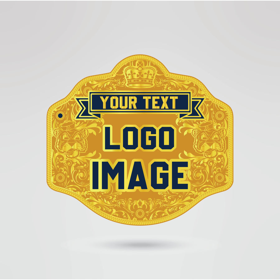Custom Auburn University main plate for championship belt featuring logo and text options.