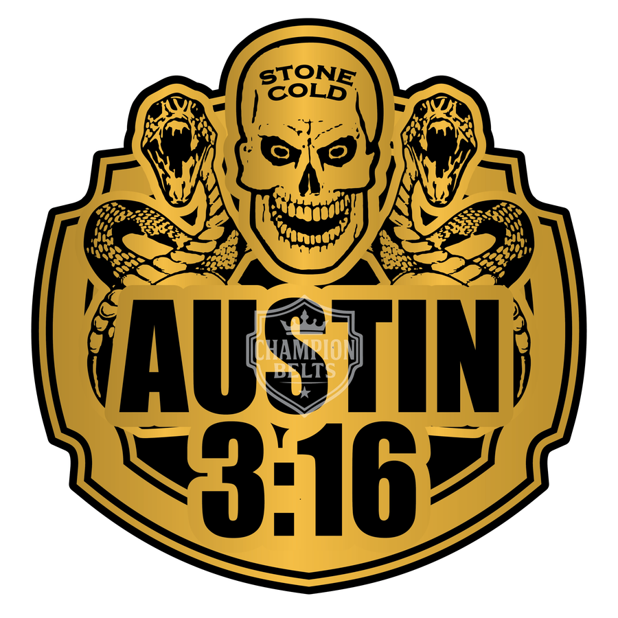 Stone Cold Steve Austin "Texas Rattlesnake" Tribute Belt Plate – Gold Edition - Championship BeltschampionbeltsshopChampionship BeltsstandardStone Cold Steve Austin "Texas Rattlesnake" Tribute Belt Plate – Gold Edition